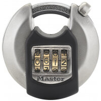 MASTER LOCK 70mm wide Excell zinc discus padlock with shrouded shackle; set-your-own combination