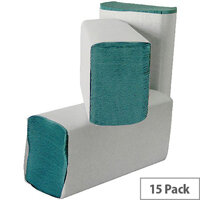 Leonardo M Fold 1 Ply Green Paper Hand Towels 200 Towels Per Sleeve 15 Sleeves (3000 Sheets) HMG130 Leonardo M Fold 1 Ply Green Paper Hand Towels 200 Towels Per Sleeve 15 Sleeves (3000 Sheets) HMG130