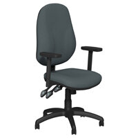 O.B Series Office Chair Fabric Seat Black Base & Adjustable Arms Graphite