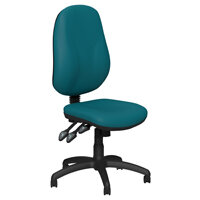 O.B Series Office Chair Leather Look Seat Black Base Peacock Blue