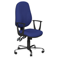 O.B Series Office Chair Fabric Seat Chrome Base & Fixed Arms Royal Blue