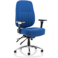 Barcelona Deluxe 24 Hour Operator Chair - Lumbar Support- Seat Slide - Weight Tolerance 158kg - Blue Fabric Seat - Chrome Frame