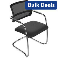 OQ Series Mid Mesh Backrest Stacking Chair with Black Mesh and Chrome Frame