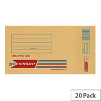 GoSecure Bubble Lined Envelope Size 1 100x165mm Gold Pack of 20 PB02150 GoSecure Bubble Lined Envelope Size 1 100x165mm Gold Pack of 20 PB02150