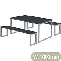 Picnic Low Table 1400x800x740mm Silver Frame & Anthracite Top & 2 Picnic Benches 1200x350x410mm Picnic Low Table 1400x800x740mm Silver Frame & Anthracite Top & 2 Picnic Benches 1200x350x410mm