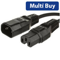 Microconnect Power Cable - Black, 1m, C14 to C15 Coupler