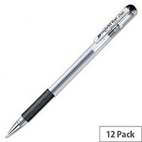 Pentel Hybrid Black Gel Grip Rollerball Pen 0.6mm Pack of 12 Pentel Hybrid Black Gel Grip Rollerball Pen 0.6mm Pack of 12