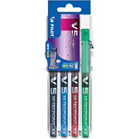 PILOT V5 Set2Go Rollerball Pens Assorted Pack of 4 S2G573470 PILOT V5 Set2Go Rollerball Pens Assorted Pack of 4 S2G573470