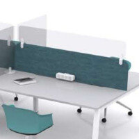 Screen Four - Plug On Rectangular Protective Perspex Desk Screen with Radius Corners W585xH200xD25-30mm Screen Four - Plug On Rectangular Protective Perspex Desk Screen with Radius Corners W585xH200xD25-30mm