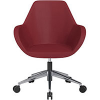 Fan Swivel Armchair with Economic Mechanism 5 Star Base Red Softline Leather Look Seat & Polished Aluminium Base with Castors for Soft Floors - Perfect Seating Solution for Breakout, Reception Areas & Boardroom