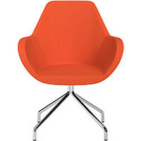 Fan 4 Legged Armchair Orange Sprint Fabric Seat & Chrome Base with Universal Teflon Glides  - Perfect Seating Solution for Breakout, Reception Areas & Boardroom