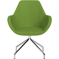 Fan 4 Legged Armchair Green Valencia Leather Look Seat & Chrome Base with Universal Teflon Glides  - Perfect Seating Solution for Breakout, Reception Areas & Boardroom