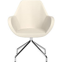 Fan 4 Legged Swivel Armchair White Softline Leather Look Seat & Chrome Base with Universal Teflon Glides  - Perfect Seating Solution for Breakout, Reception Areas & Boardroom