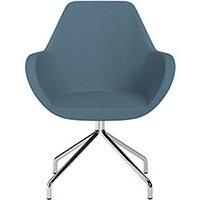 Fan 4 Legged Swivel Armchair Light Aqua Sprint Fabric Seat & Chrome Base with Universal Teflon Glides  - Perfect Seating Solution for Breakout, Reception Areas & Boardroom