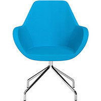 Fan 4 Legged Swivel Armchair Sky Blue Sprint Fabric Seat & Chrome Base with Universal Teflon Glides  - Perfect Seating Solution for Breakout, Reception Areas & Boardroom