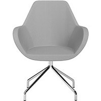 Fan 4 Legged Swivel Armchair Light Grey Sprint Fabric Seat & Chrome Base with Universal Teflon Glides  - Perfect Seating Solution for Breakout, Reception Areas & Boardroom