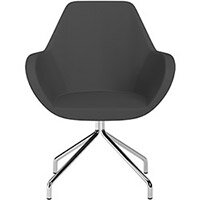 Fan 4 Legged Swivel Armchair Dark Grey Sprint Fabric Seat & Chrome Base with Universal Teflon Glides  - Perfect Seating Solution for Breakout, Reception Areas & Boardroom