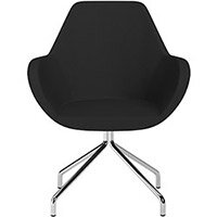 Fan 4 Legged Swivel Armchair Black Sprint Fabric Seat & Chrome Base with Universal Teflon Glides  - Perfect Seating Solution for Breakout, Reception Areas & Boardroom