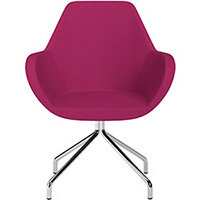 Fan 4 Legged Swivel Armchair Pink Sprint Fabric Seat & Chrome Base with Universal Teflon Glides  - Perfect Seating Solution for Breakout, Reception Areas & Boardroom