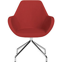 Fan 4 Legged Swivel Armchair Classic Red Sprint Fabric Seat & Chrome Base with Universal Teflon Glides  - Perfect Seating Solution for Breakout, Reception Areas & Boardroom