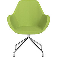 Fan 4 Legged Swivel Armchair Light Green Sprint Fabric Seat & Chrome Base with Universal Teflon Glides  - Perfect Seating Solution for Breakout, Reception Areas & Boardroom