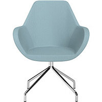 Fan 4 Legged Swivel Armchair Light Blue Sprint Fabric Seat & Chrome Base with Universal Teflon Glides  - Perfect Seating Solution for Breakout, Reception Areas & Boardroom