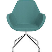 Fan 4 Legged Swivel Armchair Muddy Aqua Sprint Fabric Seat & Chrome Base with Universal Teflon Glides  - Perfect Seating Solution for Breakout, Reception Areas & Boardroom