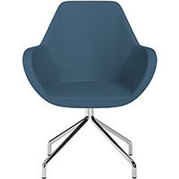 Fan 4 Legged Swivel Armchair Aqua Blue Valencia Leather Look Seat & Chrome Base with Universal Teflon Glides  - Perfect Seating Solution for Breakout, Reception Areas & Boardroom