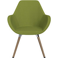 Fan Armchair with Wooden Legs Olive Green Sprint Fabric Seat & Brown H12 Lacquer Base with Universal Teflon Glides - Perfect Seating Solution for Breakout, Reception Areas & Boardroom