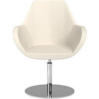 Fan Swivel Round Base Armchair White Softline Leather Look Seat & Chrome Base - Perfect Seating Solution for Breakout, Reception Areas & Boardroom