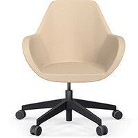 Fan Swivel Five Star Base Beige Softline Leather Look Seat & Black Base with Castors for Hard Floors - Perfect Seating Solution for Breakout, Reception Areas & Boardroom