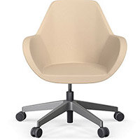 Fan Swivel Five Star Base Beige Softline Leather Look Seat & Metallic Silver Base with Castors for Hard Floors - Perfect Seating Solution for Breakout, Reception Areas & Boardroom