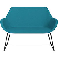 Fan 2 Seater Sofa with Cantilever Legs Aquamarine Evo Fabric Seat & Black Base with Felt Glides for Hard Floors - Perfect Seating Solution for Breakout & Reception Areas Fan 2 Seater Sofa with Cantilever Legs Aquamarine Evo Fabric Seat & Black Base with Felt Glides for Hard Floors - Perfect Seating Solution for Breakout & Reception Areas
