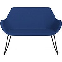 Fan 2 Seater Sofa with Cantilever Legs Blue Evo Fabric Seat & Black Base with Glides for Soft Floors - Perfect Seating Solution for Breakout & Reception Areas Fan 2 Seater Sofa with Cantilever Legs Blue Evo Fabric Seat & Black Base with Glides for Soft Floors - Perfect Seating Solution for Breakout & Reception Areas