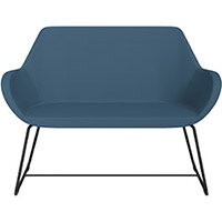Fan 2 Seater Sofa with Cantilever Legs Aqua Blue Valencia Leather Look Seat & Black Base with Glides for Soft Floors - Perfect Seating Solution for Breakout & Reception Areas Fan 2 Seater Sofa with Cantilever Legs Aqua Blue Valencia Leather Look Seat & Black Base with Glides for Soft Floors - Perfect Seating Solution for Breakout & Reception Areas