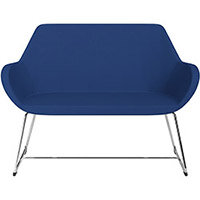 Fan 2 Seater Sofa with Cantilever Legs Blue Evo Fabric Seat & Chrome Base with Felt Glides for Hard Floors - Perfect Seating Solution for Breakout & Reception Areas Fan 2 Seater Sofa with Cantilever Legs Blue Evo Fabric Seat & Chrome Base with Felt Glides for Hard Floors - Perfect Seating Solution for Breakout & Reception Areas