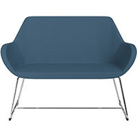 Fan 2 Seater Sofa with Cantilever Legs Aqua Blue Valencia Leather Look Seat & Chrome Base with Glides for Soft Floors - Perfect Seating Solution for Breakout & Reception Areas Fan 2 Seater Sofa with Cantilever Legs Aqua Blue Valencia Leather Look Seat & Chrome Base with Glides for Soft Floors - Perfect Seating Solution for Breakout & Reception Areas