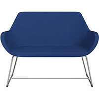 Fan 2 Seater Sofa with Cantilever Legs Blue Evo Fabric Seat & Metallic Silver Base with Felt Glides for Hard Floors - Perfect Seating Solution for Breakout & Reception Areas Fan 2 Seater Sofa with Cantilever Legs Blue Evo Fabric Seat & Metallic Silver Base with Felt Glides for Hard Floors - Perfect Seating Solution for Breakout & Reception Areas