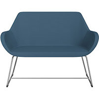 Fan 2 Seater Sofa with Cantilever Legs Aqua Blue Valencia Leather Look Seat & Metallic Silver Base with Glides for Soft Floors - Perfect Seating Solution for Breakout & Reception Areas Fan 2 Seater Sofa with Cantilever Legs Aqua Blue Valencia Leather Look Seat & Metallic Silver Base with Glides for Soft Floors - Perfect Seating Solution for Breakout & Reception Areas