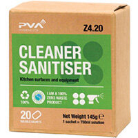 PVA Fragranced Cleaner Sanitiser Sachets Pack of 20 PVAB4-20 PVA Fragranced Cleaner Sanitiser Sachets Pack of 20 PVAB4-20