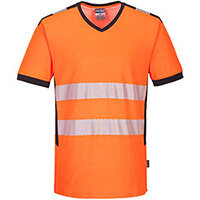 Portwest PW310 PW3 Short Sleeve V-Neck T-Shirt Orange & Black Medium