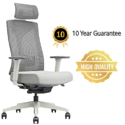 PostureX - Grey Mesh Ergonomic Office Chair with Headrest - 10 Year Warranty