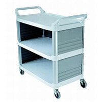 Rubbermaid X-Tra Service Cart With 3 Closed Sides White Rubbermaid X-Tra Service Cart With 3 Closed Sides White
