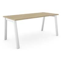 Switch Rectangular Modern Office Desk with White A Frame Leg & Urban Oak Portal Top W1600xD700xH725mm