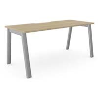 Switch Rectangular Modern Office Desk with Silver A Frame Leg & Urban Oak Scallop Top W1600xD700xH725mm