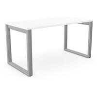 Switch Rectangular Modern Office Desk with Silver Closed Leg & White Plain Top W1400xD700xH725mm