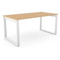 Switch Rectangular Modern Office Desk with White Closed Leg & Beech Plain Top W1600xD800xH725mm Switch Rectangular Modern Office Desk with White Closed Leg & Beech Plain Top W1600xD800xH725mm