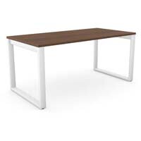 Switch Rectangular Modern Office Desk with White Closed Leg & Dark Walnut Plain Top W1600xD800xH725mm Switch Rectangular Modern Office Desk with White Closed Leg & Dark Walnut Plain Top W1600xD800xH725mm