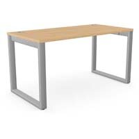 Switch Rectangular Modern Office Desk with Silver Closed Leg & Beech Portal Top W1400xD700xH725mm