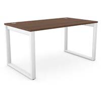 Switch Rectangular Modern Office Desk with White Closed Leg & Dark Walnut Portal Top W1400xD800xH725mm Switch Rectangular Modern Office Desk with White Closed Leg & Dark Walnut Portal Top W1400xD800xH725mm